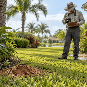technician inspecting for fire ants
